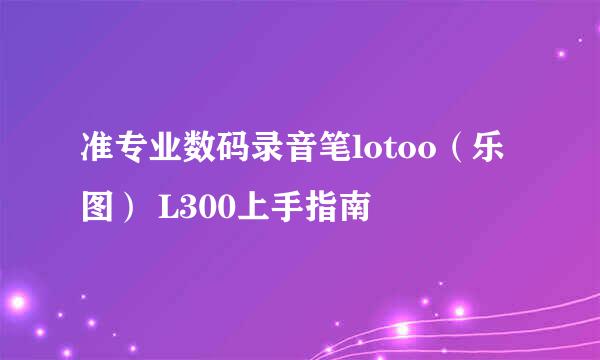 准专业数码录音笔lotoo(乐图) L300上手指南