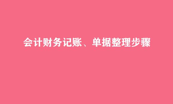 会计财务记账、单据整理步骤