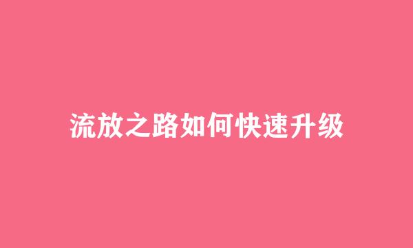 流放之路如何快速升级