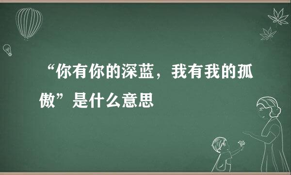 “你有你的深蓝，我有我的孤傲”是什么意思