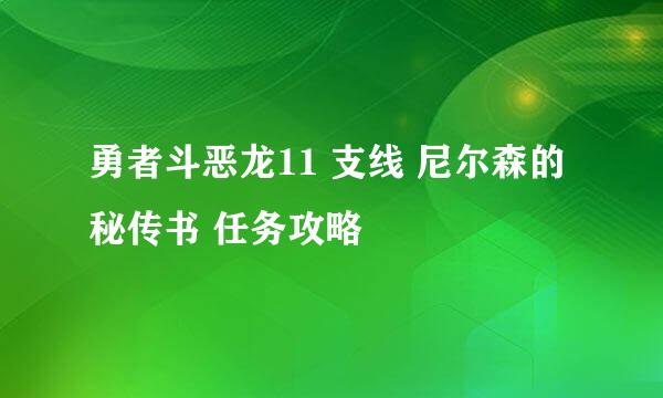 勇者斗恶龙11 支线 尼尔森的秘传书 任务攻略