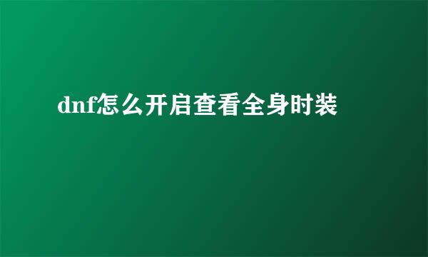 dnf怎么开启查看全身时装