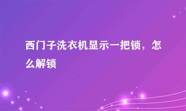 西门子洗衣机显示一把锁，怎么解锁