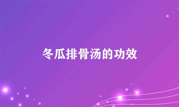 冬瓜排骨汤的功效