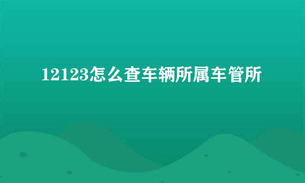 12123怎么查车辆所属车管所