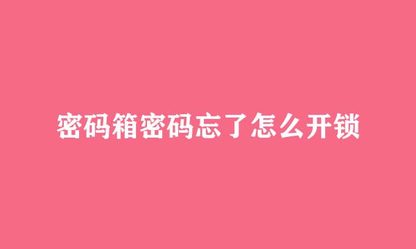 密码箱密码忘了怎么开锁