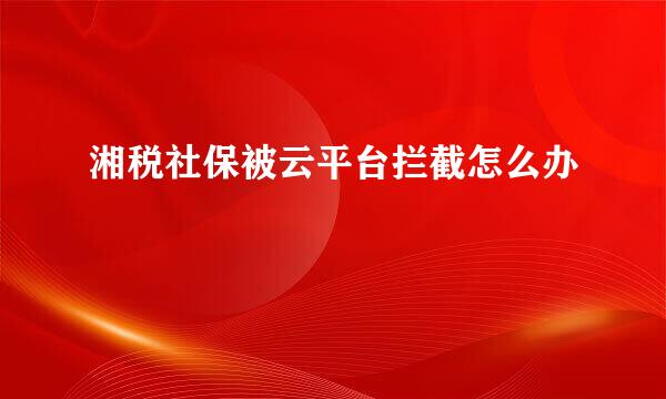 湘税社保被云平台拦截怎么办
