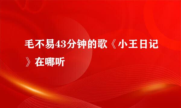 毛不易43分钟的歌《小王日记》在哪听