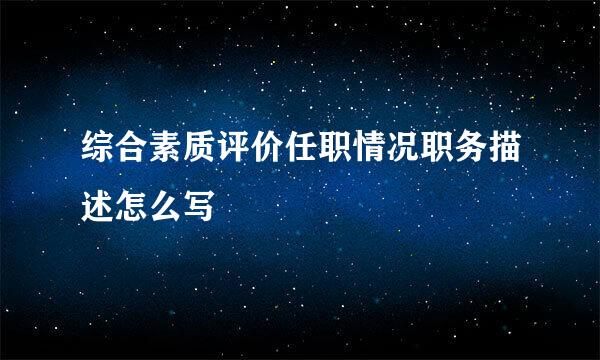 综合素质评价任职情况职务描述怎么写