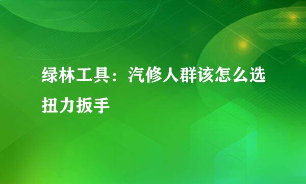 绿林工具：汽修人群该怎么选扭力扳手