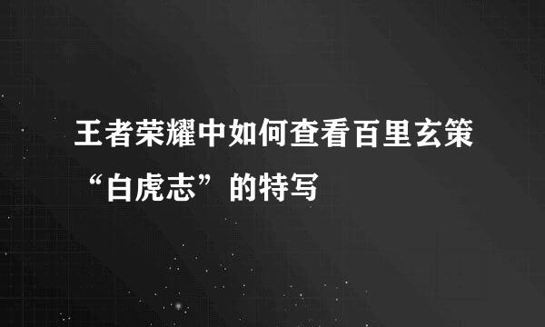 王者荣耀中如何查看百里玄策“白虎志”的特写