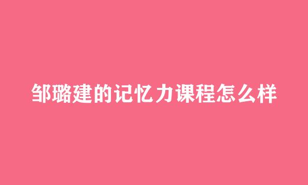 邹璐建的记忆力课程怎么样