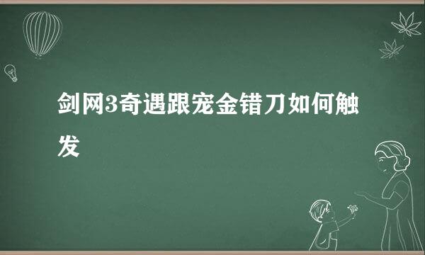 剑网3奇遇跟宠金错刀如何触发