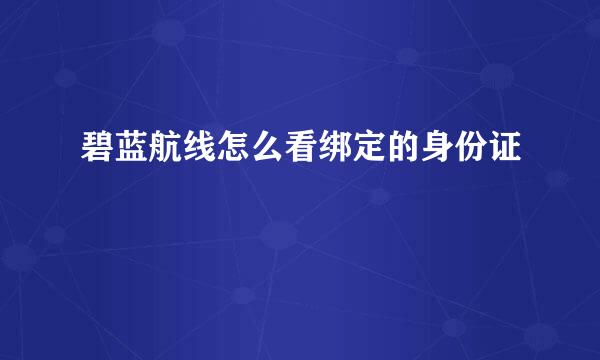 碧蓝航线怎么看绑定的身份证