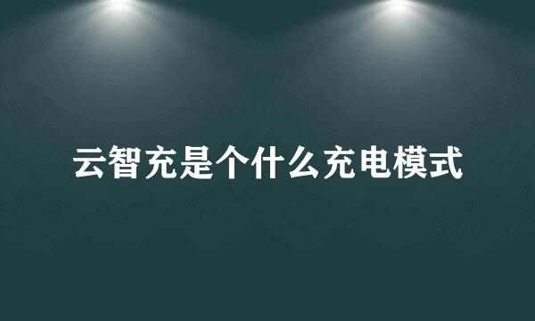 云智充是个什么充电模式