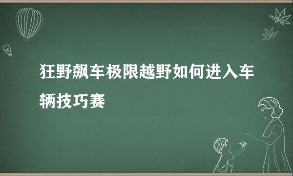 狂野飙车极限越野如何进入车辆技巧赛
