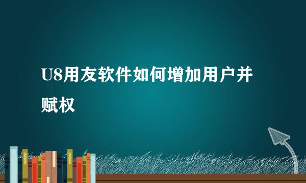 U8用友软件如何增加用户并赋权