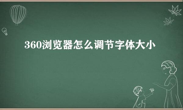 360浏览器怎么调节字体大小