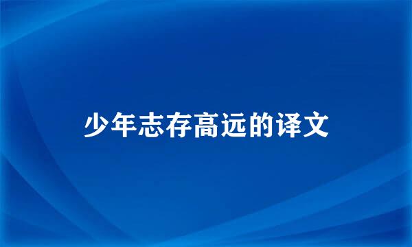 少年志存高远的译文
