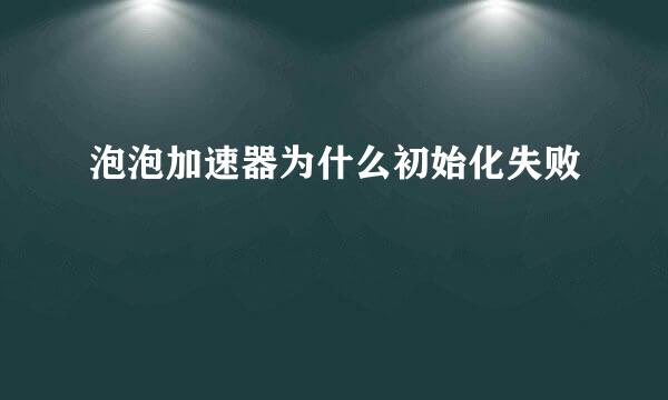 泡泡加速器为什么初始化失败