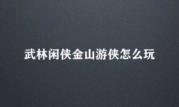 武林闲侠金山游侠怎么玩