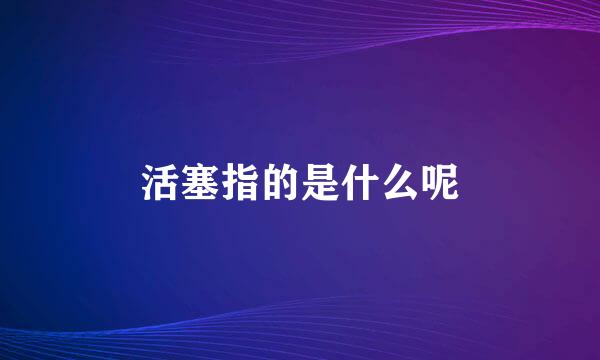 活塞指的是什么呢