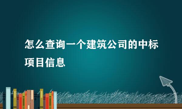 怎么查询一个建筑公司的中标项目信息
