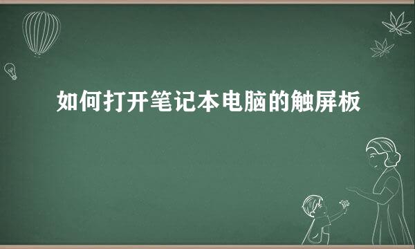 如何打开笔记本电脑的触屏板