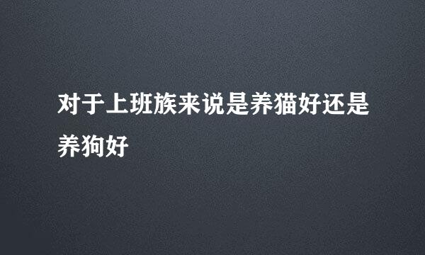 对于上班族来说是养猫好还是养狗好