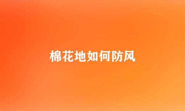 棉花地如何防风