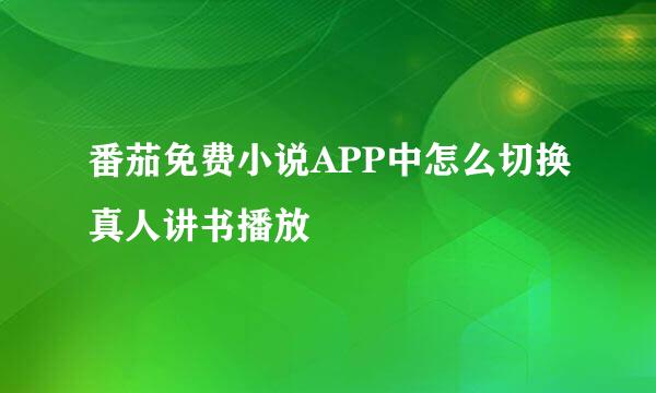 番茄免费小说APP中怎么切换真人讲书播放