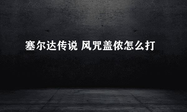 塞尔达传说 风咒盖侬怎么打