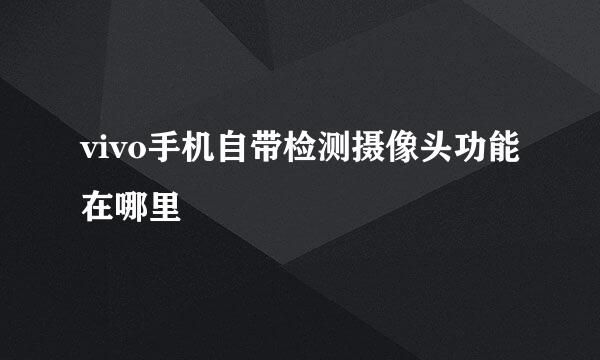 vivo手机自带检测摄像头功能在哪里