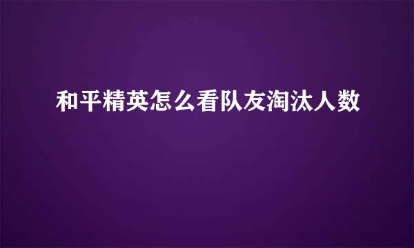 和平精英怎么看队友淘汰人数
