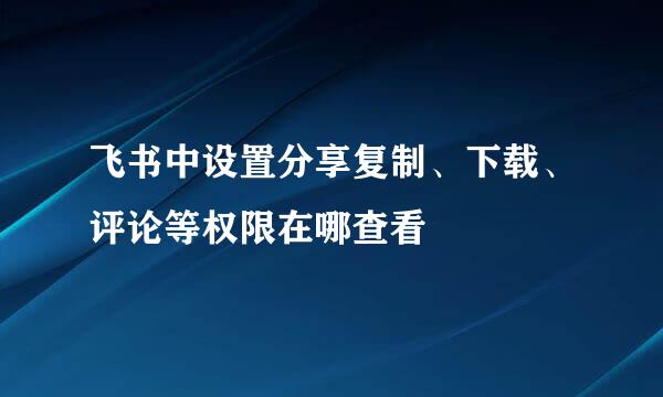 飞书中设置分享复制、下载、评论等权限在哪查看