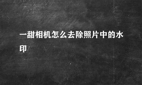 一甜相机怎么去除照片中的水印