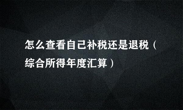 怎么查看自己补税还是退税（综合所得年度汇算）
