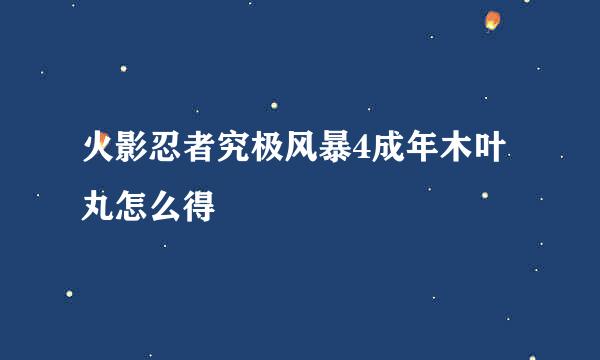 火影忍者究极风暴4成年木叶丸怎么得