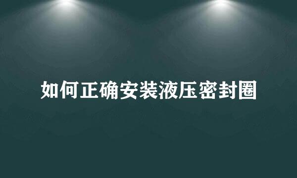 如何正确安装液压密封圈