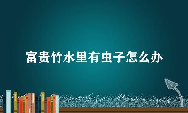 富贵竹水里有虫子怎么办