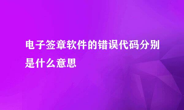电子签章软件的错误代码分别是什么意思