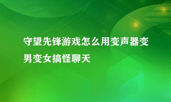 守望先锋游戏怎么用变声器变男变女搞怪聊天