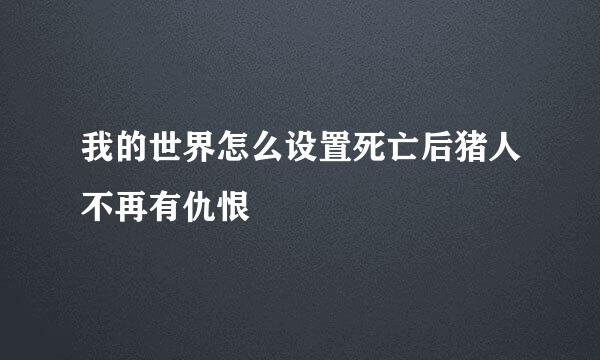 我的世界怎么设置死亡后猪人不再有仇恨