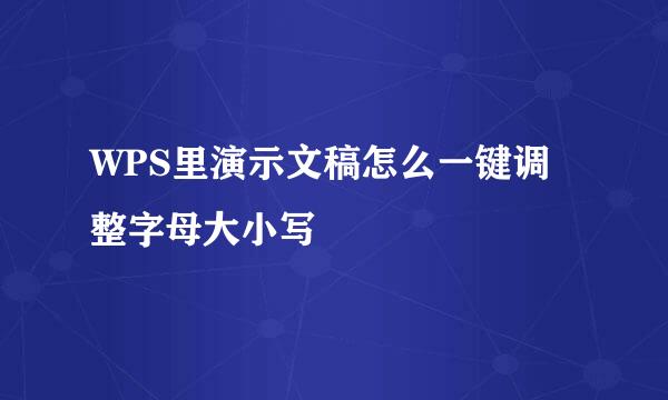 WPS里演示文稿怎么一键调整字母大小写