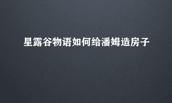 星露谷物语如何给潘姆造房子