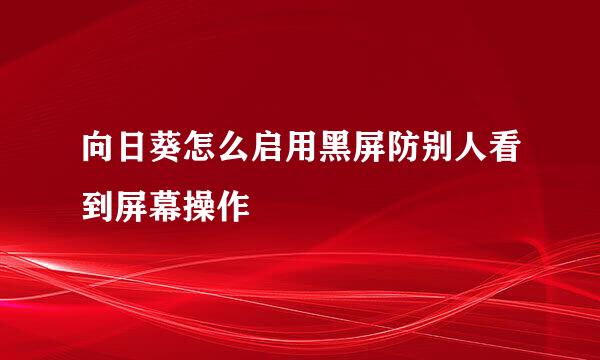 向日葵怎么启用黑屏防别人看到屏幕操作