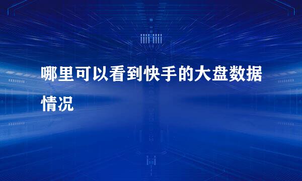 哪里可以看到快手的大盘数据情况