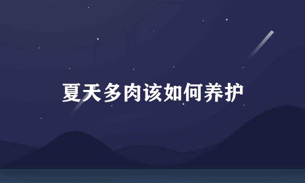 夏天多肉该如何养护
