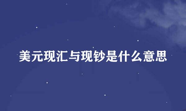 美元现汇与现钞是什么意思