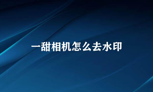 一甜相机怎么去水印